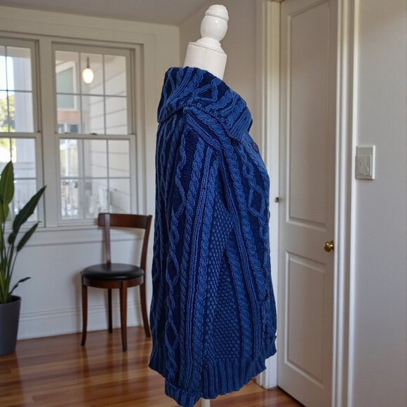 💙 Aran Craft 100% Merino Wool Cable Knit Cardigan | Made in Ireland 💙 - Picture 4 of 6